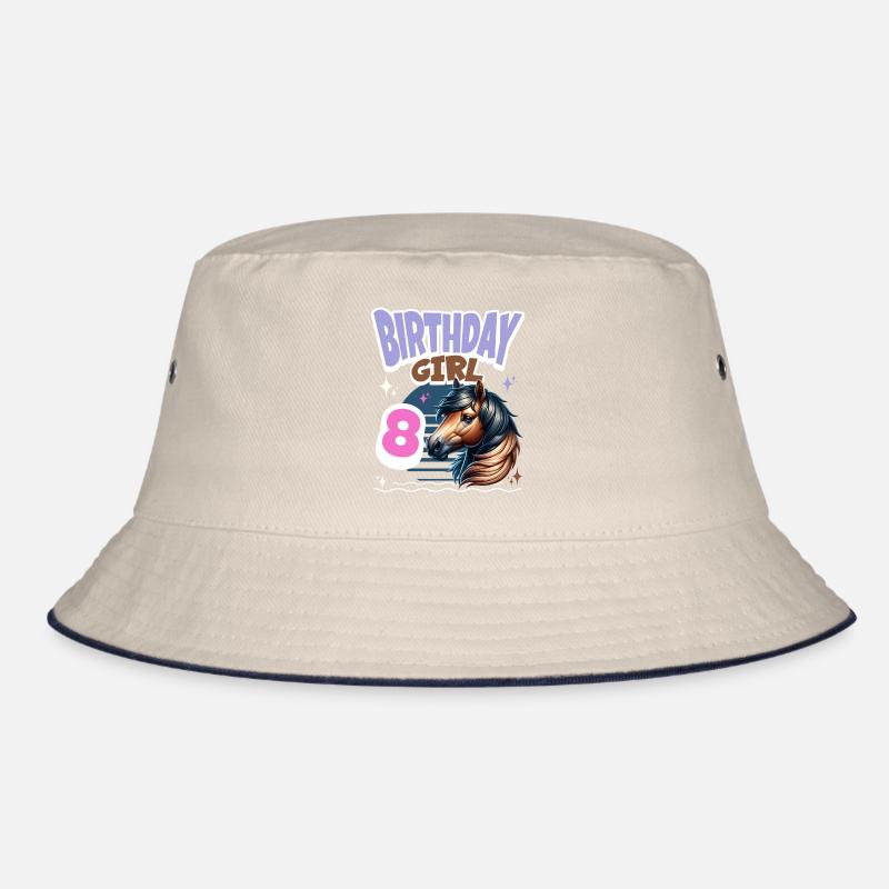 Pferd 8. Geburtstag Mädchen Kinder Bucket Hat