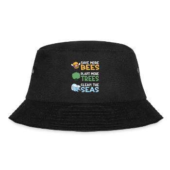 Save More Bees Plant More Trees Clean The Seas - Bucket Hat - Schwarz - Vorne - Lela (165cm)