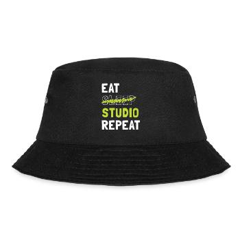Eat Sleep Studio Repeat - Bucket Hat - Schwarz - Vorne - Lela (165cm)