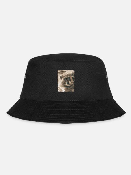 UFO Retro Vintage Uncanny Alien Ski Raccoon - Bucket Hat - Schwarz