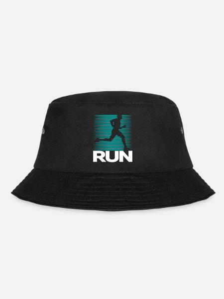 Läufer-Silhouette auf Streifenhintergrund - Bucket Hat - Schwarz