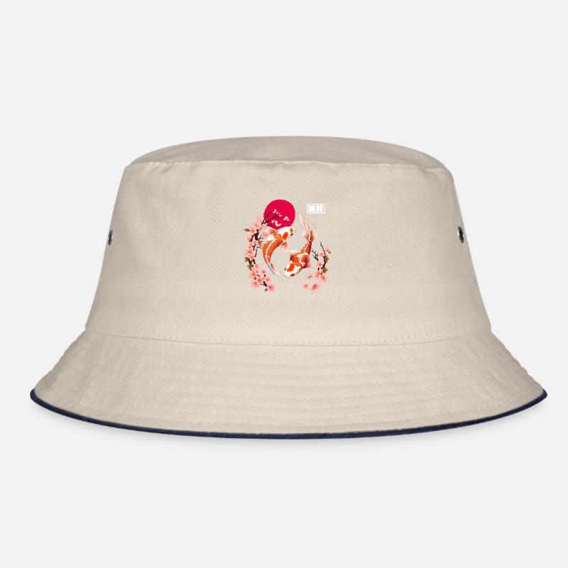 Des fleurs de carpes koi et de cerisier dans la lune rouge Bob