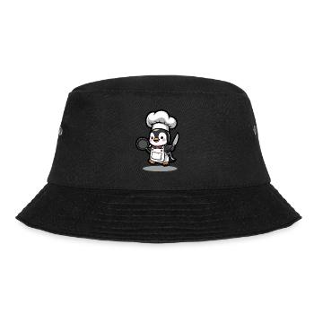 Cooking penguin with pan and knife - Bucket Hat - black - Front - Lela (165cm)