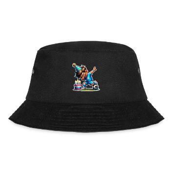 Fußball Dabbing Geburtstag Kinder - Bucket Hat - Schwarz - Vorne - Lela (165cm)