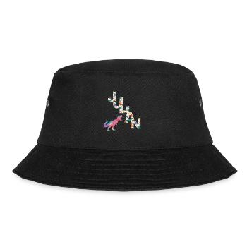 JULIAN - Schöner Jungen Name mit Dinosaurier - Bucket Hat - Schwarz - Vorne - Lela (165cm)