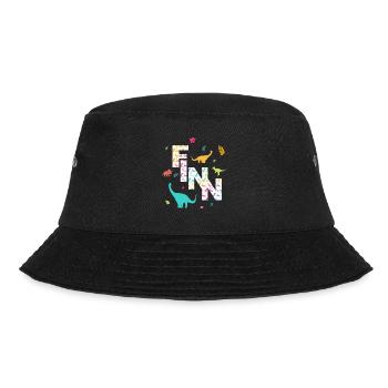 FINN - Schöner Jungen Name mit Dinosaurier - Bucket Hat - Schwarz - Vorne - Lela (165cm)