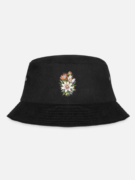 Asiatische Lilien und Protea-Blüten Aquarellkunst - Bucket Hat - Schwarz