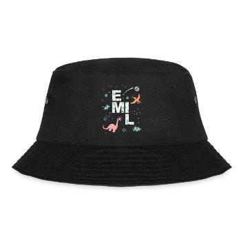 EMIL - Beautiful boy name with dinosaur - Bucket Hat - black - Front - Lela (165cm)