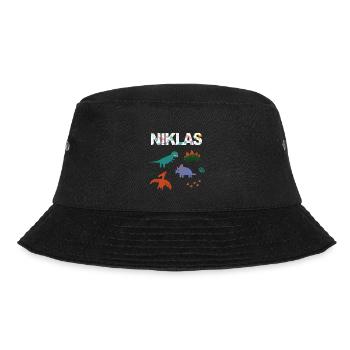 NIKLAS - Beautiful boy name with dinosaur - Bucket Hat - black - Front - Lela (165cm)