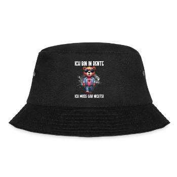 Ich bin in Rente Ich muss gar nix Teddy Bär - Bucket Hat - Schwarz - Vorne - Lela (165cm)