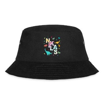 NIKLAS - Beautiful boy name with dinosaur - Bucket Hat - black - Front - Lela (165cm)