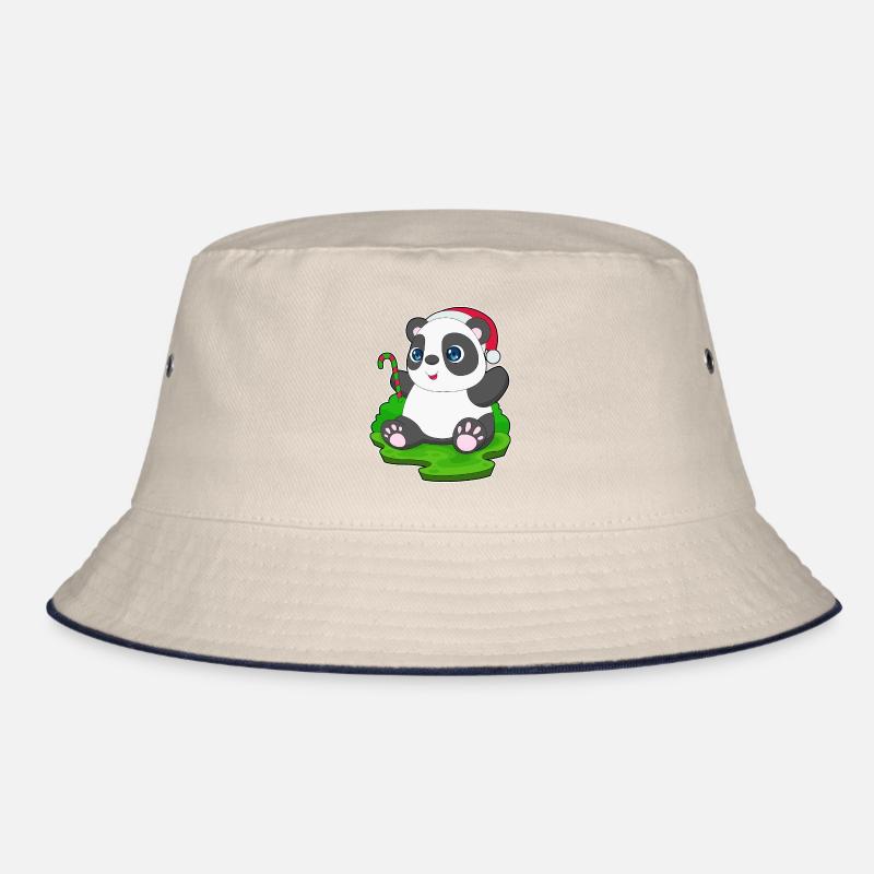 Panda Christmas Candy Cane Bucket Hat