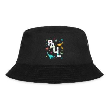 PAUL - Beautiful boy name with dinosaur - Bucket Hat - black - Front - Lela (165cm)