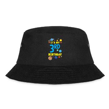 3rd Birthday Boys 3 Years Astronaut Birthday - Bucket Hat - black - Front - Lela (165cm)