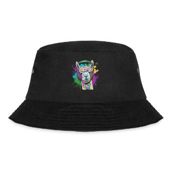 Alpaka Kopfhörer Teenager Musik Festival Lustig - Bucket Hat - Schwarz - Vorne - Lela (165cm)