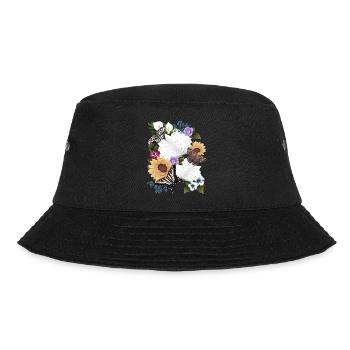 Bücher mit Blumen und Schmetterlinge - Bucket Hat - Schwarz - Vorne - Lela (165cm)