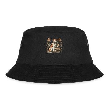 Brittany Spaniel Blumenbuchleser - Bucket Hat - Schwarz - Vorne - Lela (165cm)