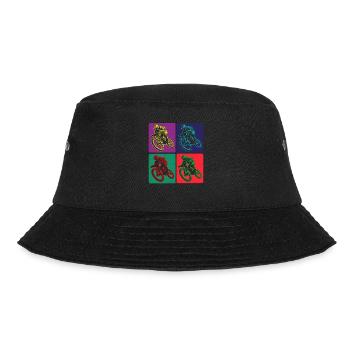 Farbige Mountainbike Fahrer Kunst - Bucket Hat - Schwarz - Vorne - Lela (165cm)