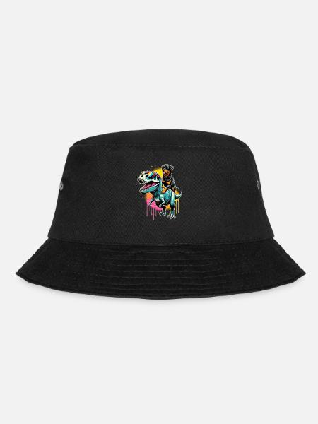 Splash Art Dinosaur T-Rex Rottweiler Tyrannosaurus - Bucket Hat - black
