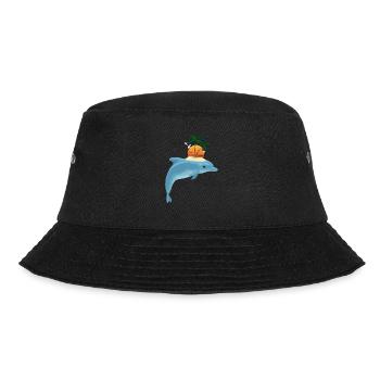 Delfin Sonnenuntergang Palmen Paradies - Bucket Hat - Schwarz - Vorne - Lela (165cm)