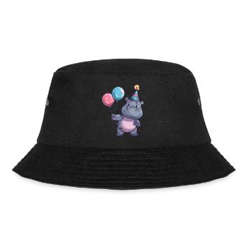 Nilpferd Geburtstag Comic - Bucket Hat - Schwarz - Vorne - Lela (165cm)
