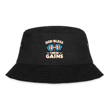 God Bless These Gains 11 - Bucket Hat - Schwarz - Vorne - Lela (165cm)