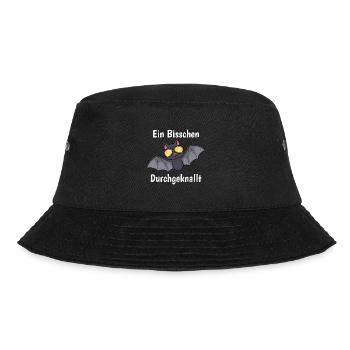 Halloween Kostüm Kinder BISSCHEN DURCHGEKNALLT - Bucket Hat - Schwarz - Vorne - Lela (165cm)