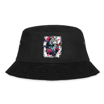 Majestic tiger with butterflies and roses - Bucket Hat - black - Front - Lela (165cm)