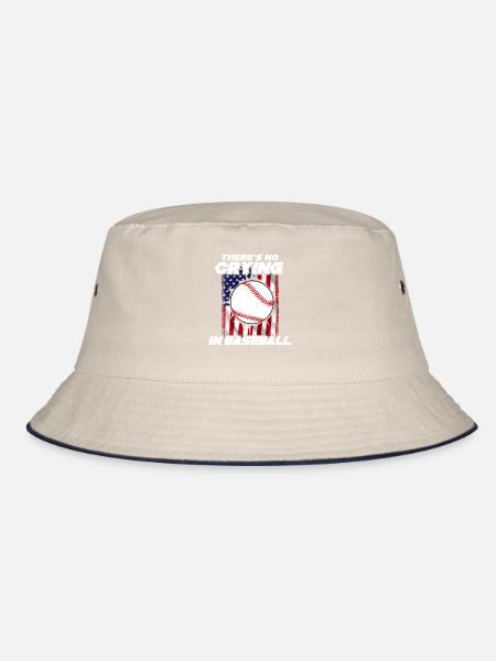 Baseball Sport Baseballspieler Pitcher Catcher USA - Bucket Hat - Natur/Navy - Vorne