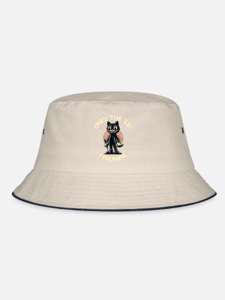 Funny Cat Saying only The Tip Psycho Cat - Bucket Hat - ecru/navy - Front