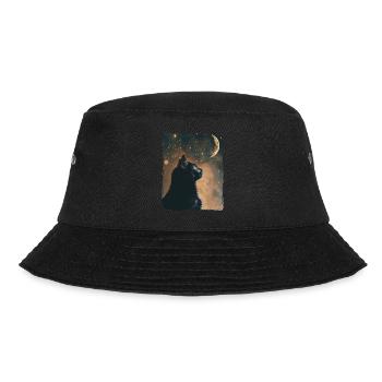 Black Cat Animal Stars Full Moon Night Starry Sky - Bucket Hat - black - Front - Lela (165cm)