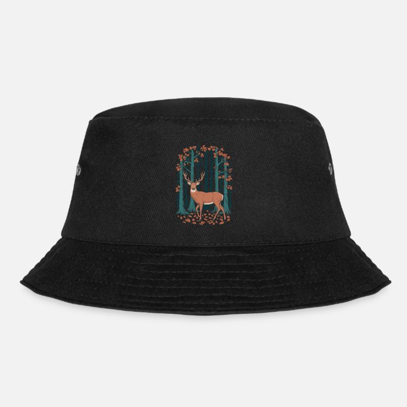 Majestätischer Hirsch im Herbst Cottagecore Wald - Bucket Hat - Schwarz
