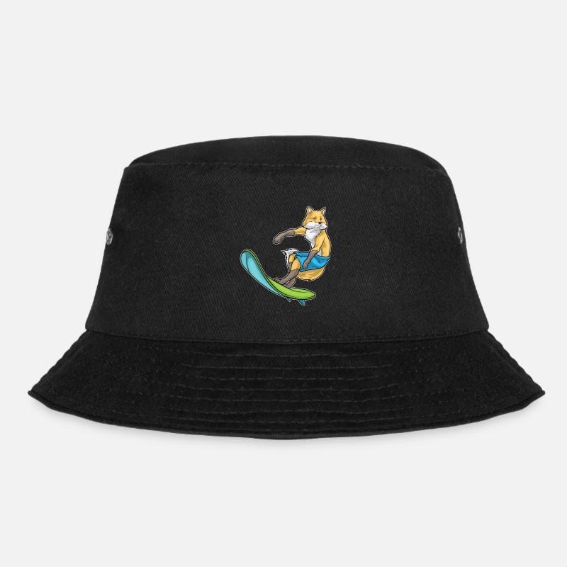 Fuchs Surfer Surfbrett - Bucket Hat - Schwarz