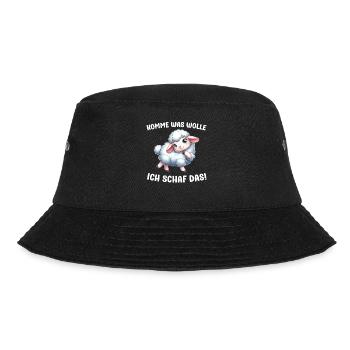 Komme was wolle ich Schaf das Schafe Sprüche - Bucket Hat - Schwarz - Vorne - Lela (165cm)