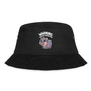 Moo Deng Hippo: Beware, Passive-Aggressive - Bucket Hat - black - Front - Lela (165cm)