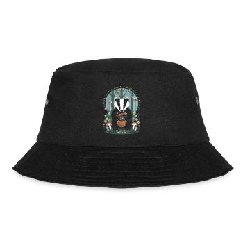 Cottagecore Dachs Mit Blumen Im Wald - Bucket Hat - Schwarz - Vorne - Lela (165cm)