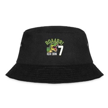 7th Birthday 7 Years Dino Dinosaur Fan - Bucket Hat - black - Front - Lela (165cm)