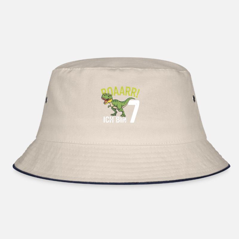 7th Birthday 7 Years Dino Dinosaur Fan Bucket Hat