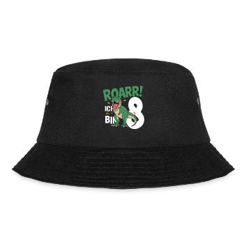8th Birthday 8 Years Dino Dinosaur Fan - Bucket Hat - black - Front - Lela (165cm)