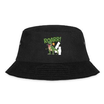4th Birthday 4 Years Dino Dinosaur Fan - Bucket Hat - black - Front - Lela (165cm)