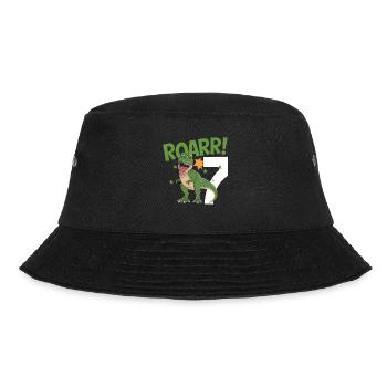 7th Birthday 7 Years Dino Dinosaur Fan - Bucket Hat - black - Front - Lela (165cm)