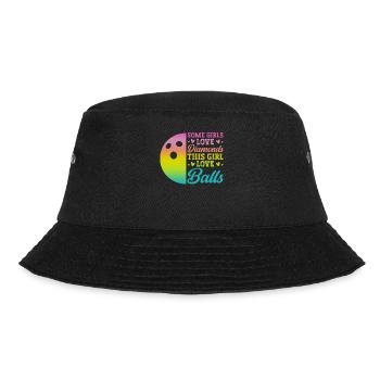 Bowling Girl Funny Ladies Team Bowler Sport - Bucket Hat - Schwarz - Vorne - Lela (165cm)