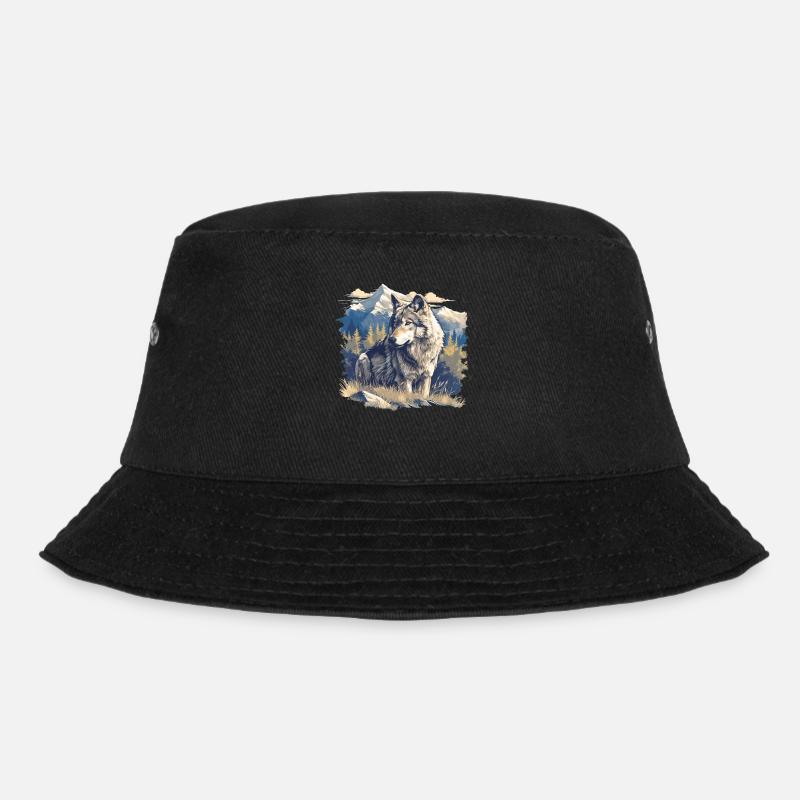 Wölfe Wolf - Bucket Hat - Schwarz
