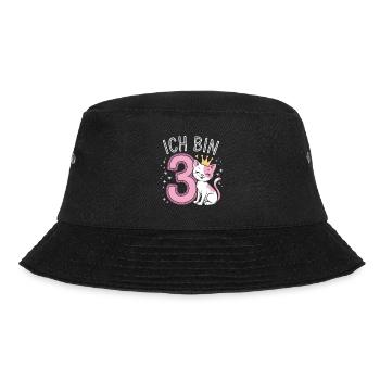 3rd Birthday Cat Kitten Children's Birthday Party - Bucket Hat - black - Front - Lela (165cm)