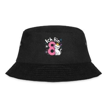 8. Geburtstag Katze Kätzchen Kindergeburtstag - Bucket Hat - Schwarz - Vorne - Lela (165cm)