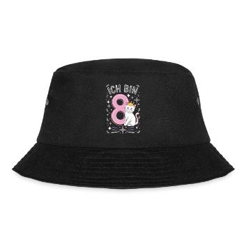 8. Geburtstag Katze Kätzchen Kindergeburtstag - Bucket Hat - Schwarz - Vorne - Lela (165cm)