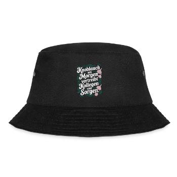 Knoblauch am Morgen - Knobi Kollegen Geschenk - Bucket Hat - Schwarz - Vorne - Lela (165cm)