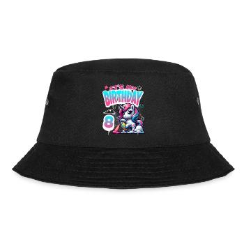 8th Birthday Unicorn Graffiti Girl - Bucket Hat - black - Front - Lela (165cm)