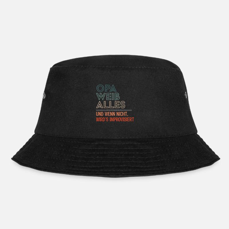 OPA WEIß ALLES UND WENN NICHT WIRDS IMPROVISIERT - Bucket Hat - Schwarz