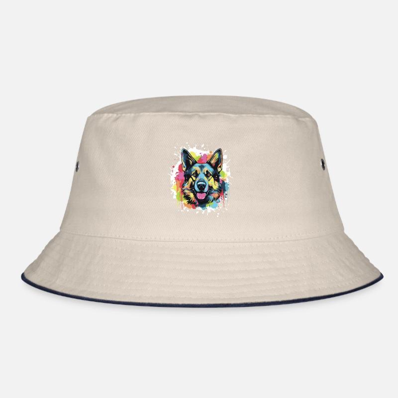 German Shepherd Dog Head Portrait Pop Art Bucket Hat